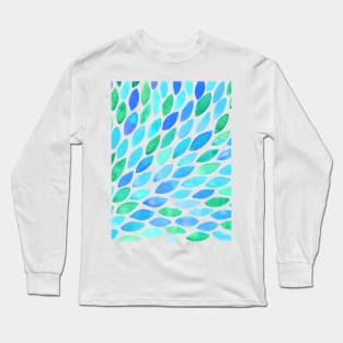 Watercolor brush strokes burst - turquoise and blue Long Sleeve T-Shirt